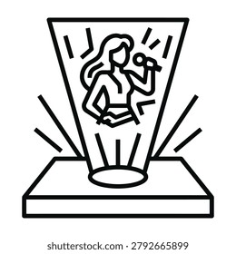 Holographic projection of a singer on stage icon with hologram projection performance entertainment holographic vocalist technology concerts