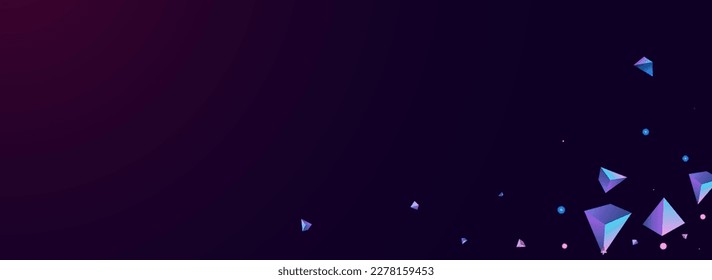 Holographic Pyramid Vector Panoramic Dark Violet Background. Unicorn Creative Jewel Poster. Digital Graphic Shapes Design. Rainbow Triangle Technology Pattern.