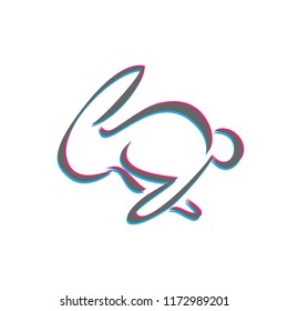 holographic rabbit logo design vector illustration