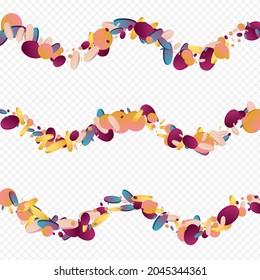 Holographic Rain Celebrate Transparent Background. Gradient FallingFestive Shine Card. Celebration Background. Colorful Invitation Design.