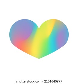 Holographic rainbow fluid liquid heart  heart shape in lgbt rainbow flag  Vibrant colorful colors isolated white background  Editable vector illustration