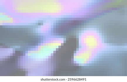 Holographic rainbow neon geometric shapes abstract background, Pixelated vector pattern