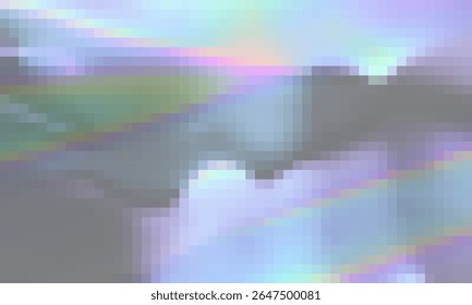 Holographic rainbow neon geometric shapes abstract background, Pixelated vector pattern