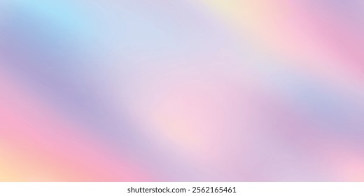 Holographic rainbow unicorn gradient background, colorful iridescent wallpaper, vector illustration.