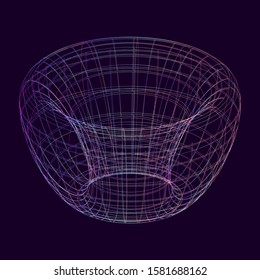 Holographic rainbow-colored wireframe of torus. Concept image for future technologies.