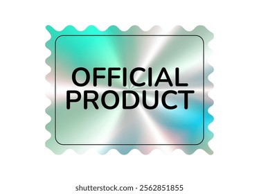 Holographic rectangle sticker. Official product. Geometric hologram label, iridescent foil, adhesive film. Colored tag, rainbow shiny emblem. Isolated Neon vector illustration