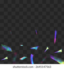 Holographic Reflection Vector Transparent Background. Bright Tinsel Effect Texture. Iridescent Prism Cool Border. Shiny Christmas Spectrum Banner.