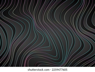 Holographisch refraktierte, gewellte Linien abstrakter Hintergrund. Vektordesign