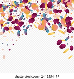 Holographic Round Abstract Transparent Background. Rainbow Flying Polka Card. Carnival Background. Unicorn Vector Texture.