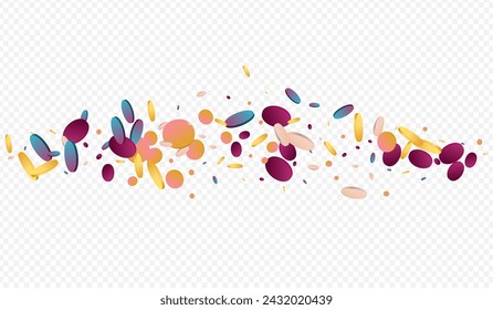 Holographic Round Effect Transparent Background. Gradient Festival Splash Backdrop. Happy Card. Multicolored Celebration Texture.