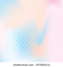 Holographic scale background with gradient mermaid. Bright color transitions. Fish tail banner and invitation. Underwater and sea pattern for girlie party. Multicolor backdrop with holographic scale.