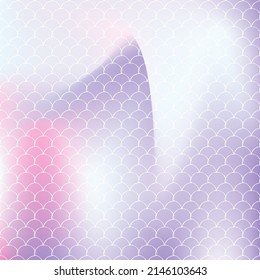Fondo de escala holográfica con sirena de degradado. Transiciones de color luminosas. Banner de cola de pescado e invitación. Patrón submarino y marino para fiesta de niñas. Fondo elegante con escala holográfica.