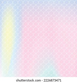Holographic scale background with gradient mermaid. Bright color transitions. Fish tail banner and invitation. Underwater and sea pattern for girlie party. Retro backdrop with holographic scale.