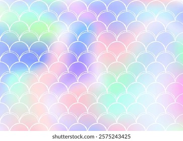 Holographic scale background with gradient mermaid.