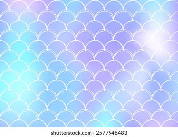 Holographic scale background with gradient mermaid.