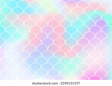 Holographic scale background with gradient mermaid.