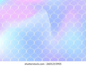 Holographic scale background with gradient mermaid.