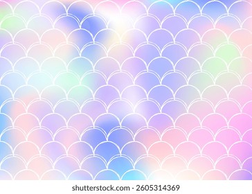 Holographic scale background with gradient mermaid.