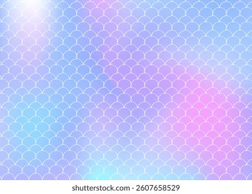 Holographic scale background with gradient mermaid.