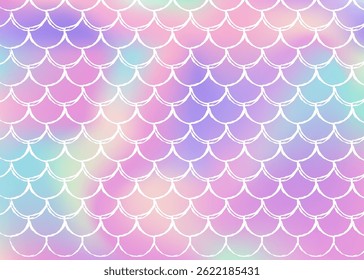 Holographic scale background with gradient mermaid.