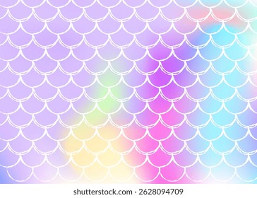 Holographic scale background with gradient mermaid.