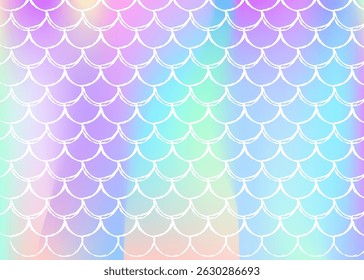 Holographic scale background with gradient mermaid.
