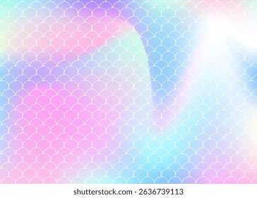Holographic scale background with gradient mermaid.