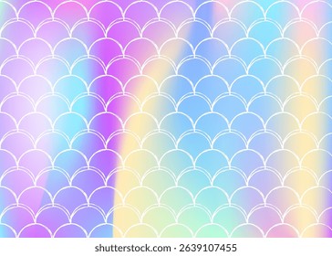 Holographic scale background with gradient mermaid.