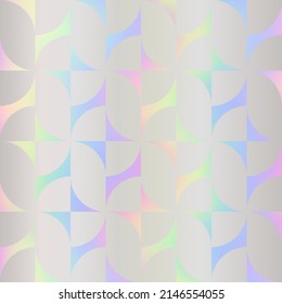 Holographic seamless pattern. Background with rainbow foil effect. Repeated hologram texture. Pearlescent gradient. Repeating neon color design prints. Repeat iridescent pattern. Vector illustration