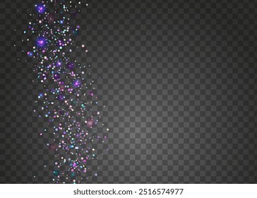 Holographic Serpentine. Falling Dust. Light Pattern. Blue Disco Background. Iridescent Confetti. 3d Isolated Backdrop. Digital Ribbon. Hologram Effect. Pink Holographic Serpentine