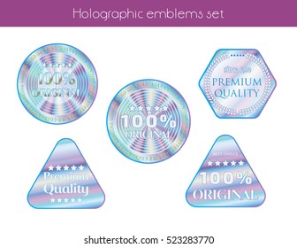 Holographic set templates illustration sticker quality emblem