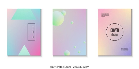 Holographic Shape. Elegant Placard. Triangle Background. Geometric Sphere Collection. Hologram Elements. Texture Minimal Poster. Blue Grainy Gradient Set. Purple Holographic Shape