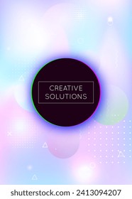 Holographic Shape. Purple Space Presentation. Light Layout. Geometric Design. Shiny Luminous Composition. Motion Flyer. Hipster Texture. Vibrant Dots. Blue Holographic Shape