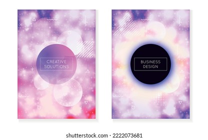 Holographic Shape. Science Dots. Liquid Pattern. Simple Flyer. Soft Banner. Space Luminous Backdrop. Violet Shiny Texture. Geometric Design. Purple Holographic Shape