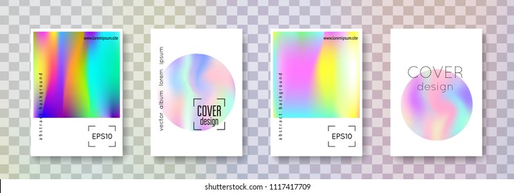 Holographic shape set. Abstract backgrounds. Memphis holographic shape with gradient mesh. 90s, 80s retro style. Iridescent graphic template for brochure, banner, wallpaper, mobile screen
