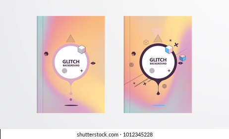 Holographic shapes backgrounds set. Modern geometric covers design. Applicable for gift card,cover,poster,brochure,magazine. Eps10 vector template