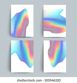 Holographic Shapes Covers Set. Applicable For Gift Card,cover,poster,brochure,magazine. Vector Template.