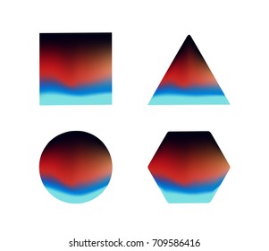 Holographic shapes for logotype and illustration design. Circle, triangle, polygon, square.