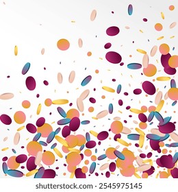 Holographic Shine Festival Grey Background. Colored Christmas Confetti Pattern. Carnaval Wallpaper. Magic Transparent Illustration.