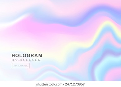 Holographic soft pastel gradient background with blue, pink and yellow colors, vector design