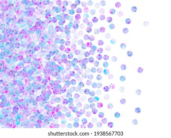 Holographic spangles confetti placer vector illustration. Elegant shiny sequin particles party decoration flatlay. Christmas confetti scatter shimmering pattern.