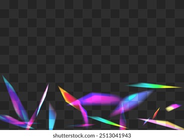 Holographic Sparkle Vector Transparent Background. Gradient Confetti Abstract Design. Shine Reflection Realistic Backdrop. Rainbow Effect Flash Pattern.