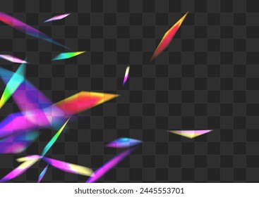 Holographic Spectrum Vector Transparent Background. Light Flare Metal Brochure. Holo Cristal Isolated Poster. Bright Glint Kaleidoscope Texture.