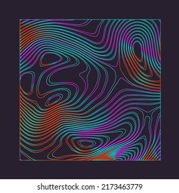 Holographic square with glitched wavy texture. Abstract geometric illustration in op-art style.