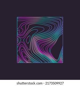 Holographic square with glitched wavy texture. Abstract geometric illustration in op-art style.