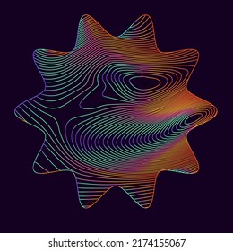 Holographic star on a dark background. Trendy line art illustration.