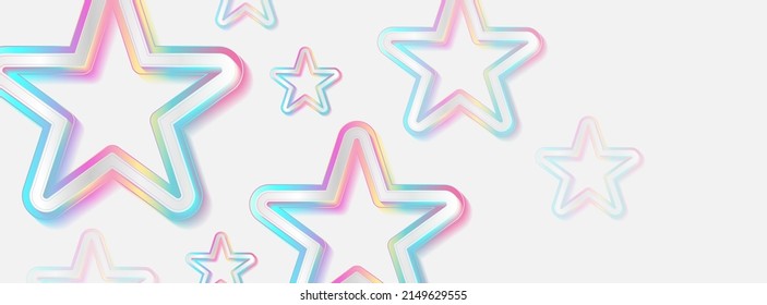 Holographic stars geometric abstract tech background. Vector art colorful banner design