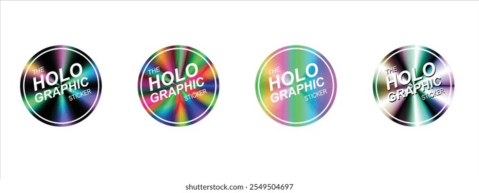 "Holographic Sticker Design with Vibrant Gradient Colors and Circular Layout"