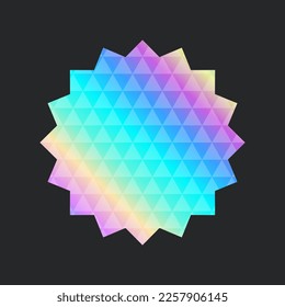 Holographic sticker. Different shape on gradient badget. Vector illustration