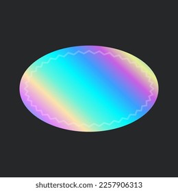 Holografischer Aufkleber. Unterschiedliche Form auf Farbverlauf-Button. Vektorgrafik